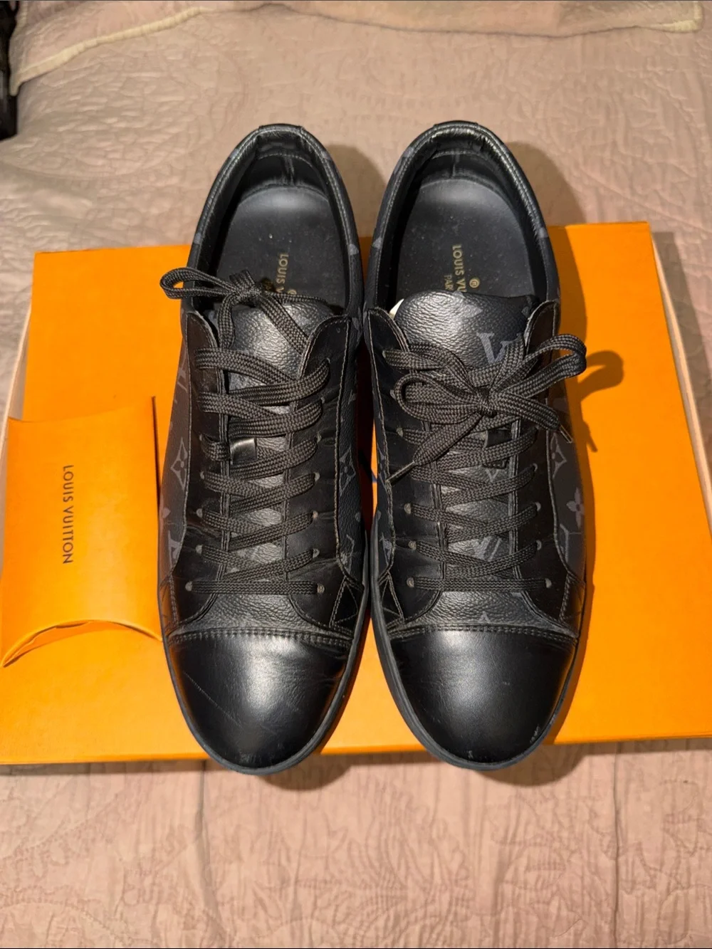 Louis Vuitton Black Monogram Low-Top Lace-Up Sneakers